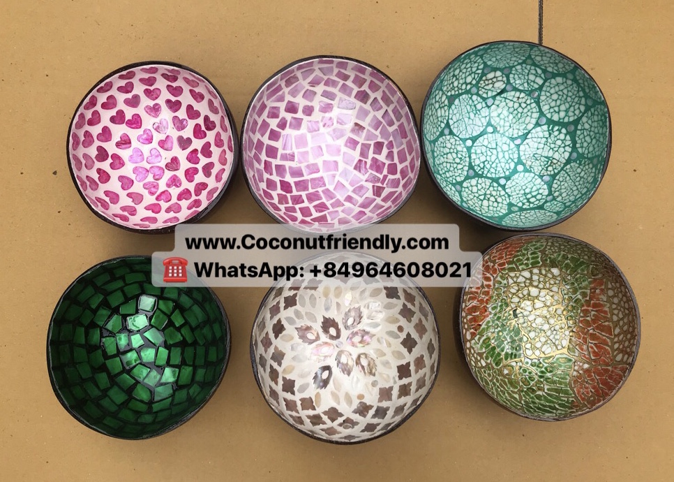 Unique Design Inside 100% Natural Coconut Bowl Eggshell Inlaid Wholesale