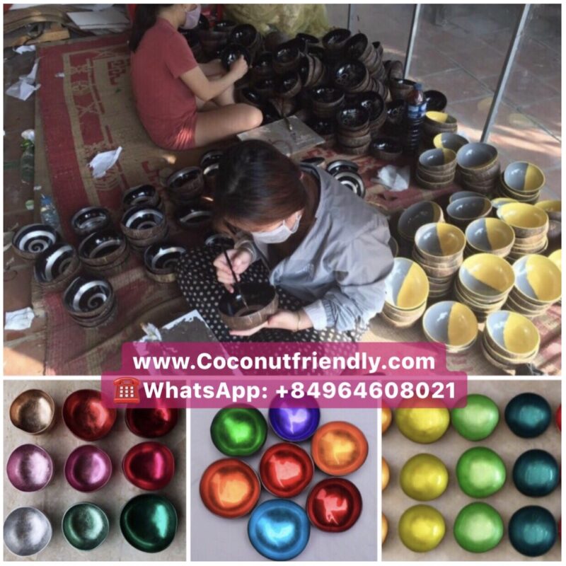 Colorful Colorful Mother of Pearl Lacquered Coconut Bowl Metallic VietnamPearl Lacquered Coconut Bowl Metallic Vietnam