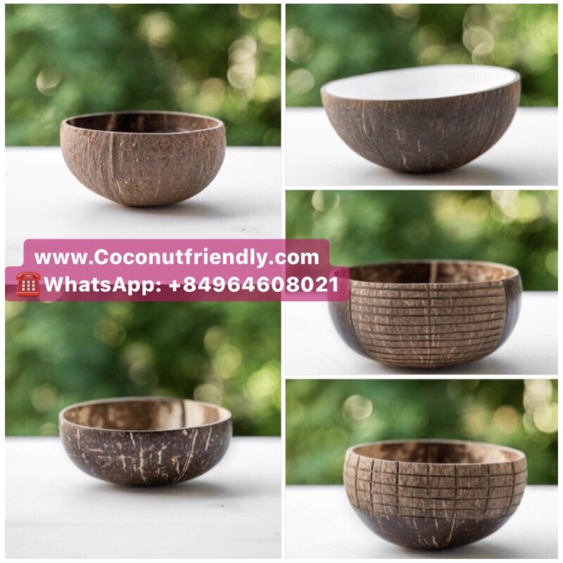 Engraved Jumbo Size Coconut Bowls Handmade Eco Friendly Vietnam