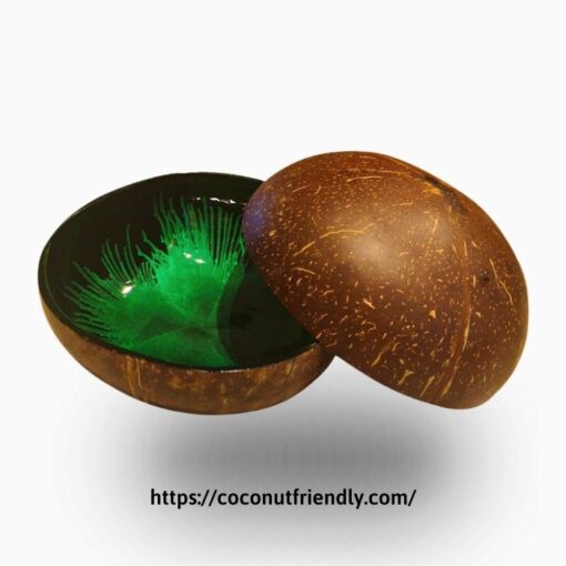 CF 8613 - Green Lacquer bowls with hand painting metallic color