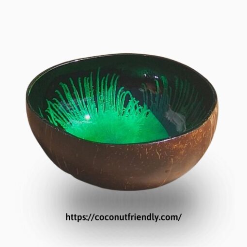 CF 8613 - Green Lacquer bowls with hand painting metallic color