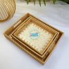 Eco Luxury Mother Of Pearl Rattan Tray La Gomera Supply - TCRMT 8741C