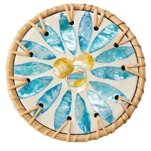 Unique Mother Of Pearl Rattan Coaster Gran Canaria Gift Shops - TCRCO 8790C